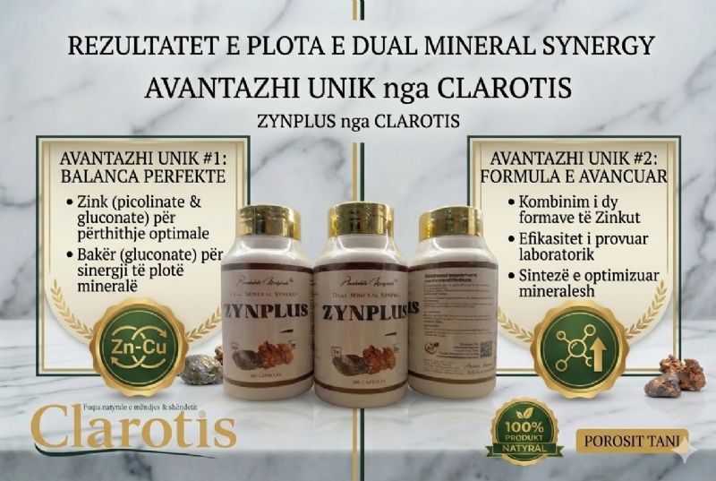 Suplement antioksidant ZYNPLUS nga CLAROTIS, kapsula per balancim minera...