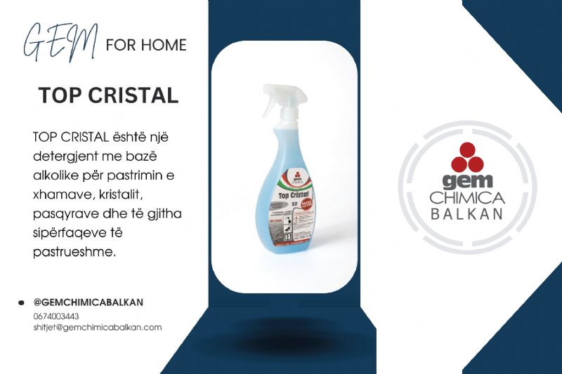 TOP CRISTAL detergjent profesional per kristale, Pastrues profesional pë...