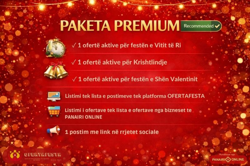 Paketa PREMIUM nga platforma OFERTAFESTA me 3 oferta aktive per nje nga ...